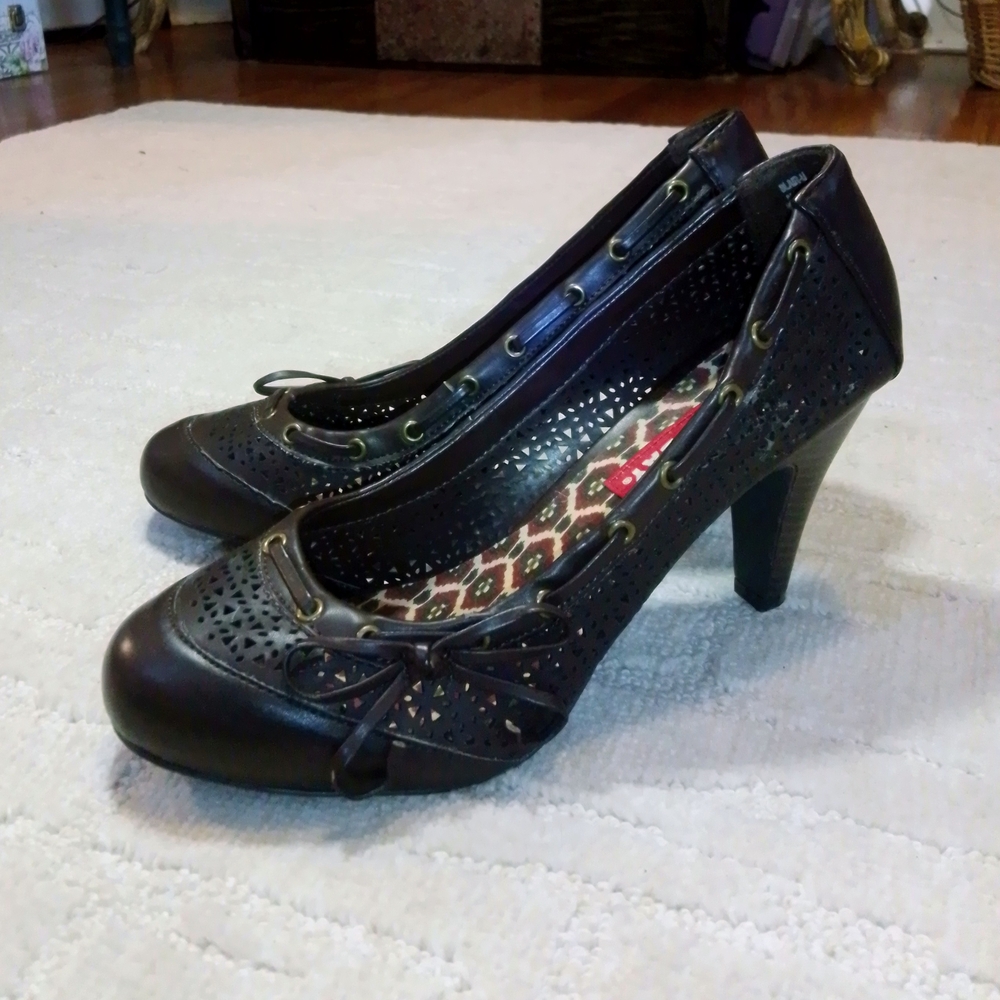 UNIONBAY Dark Brown Heels with Cutout Design